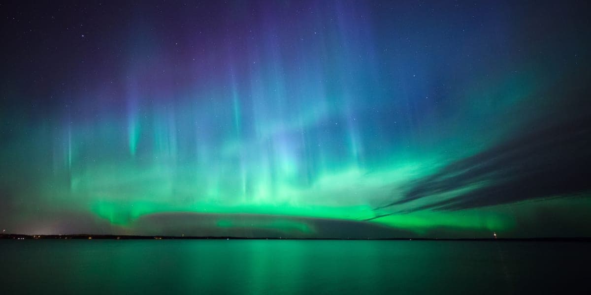 Northern Lights Aurora Borealis over Iceland at night