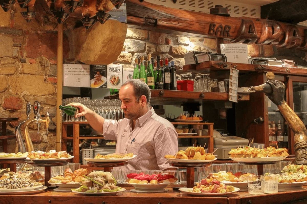 Pintxos bar counter in San Sebastián, Spain