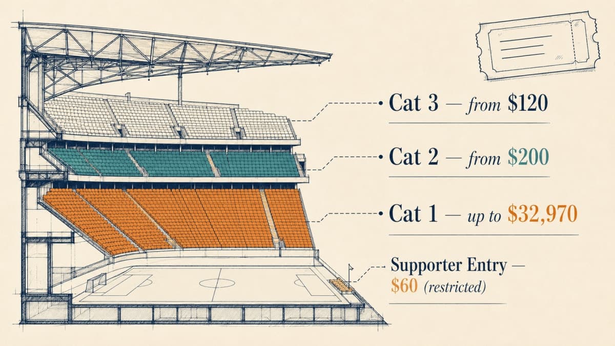 World Cup 2026 ticket price tiers from $60 Supporter Entry to $32,970 final seat under FIFA dynamic pricing
